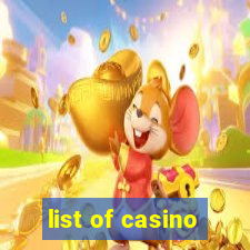 list of casino